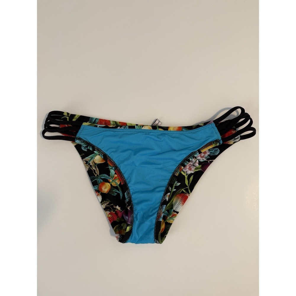 Nanette Lepore Botanical Fruit Print Bikini Bottoms Strappy Side Swim M NWT - Picture 4 of 8